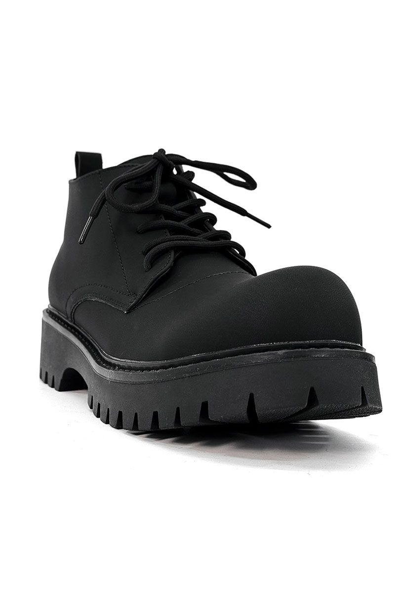 Retro Cleanfit Derby Shoes Carbon Black Boots_voghion.com