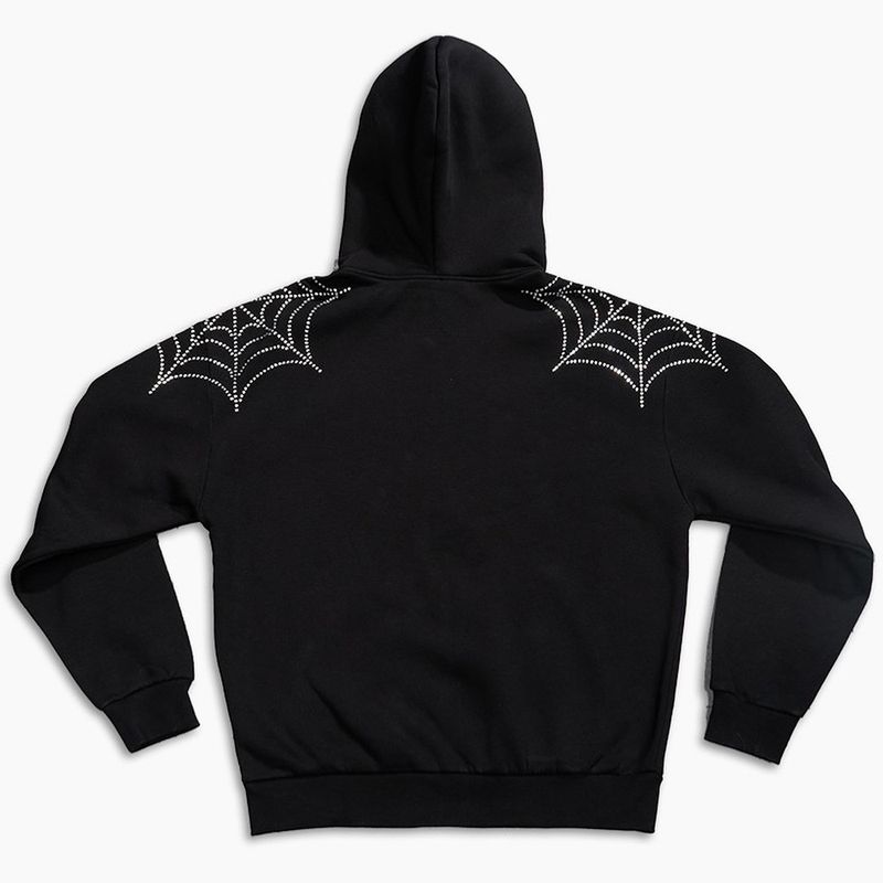 Felpa con cappuccio e cerniera stile High Street, nuova felpa con stampa di lettere e strass, autunno inverno_voghion.com