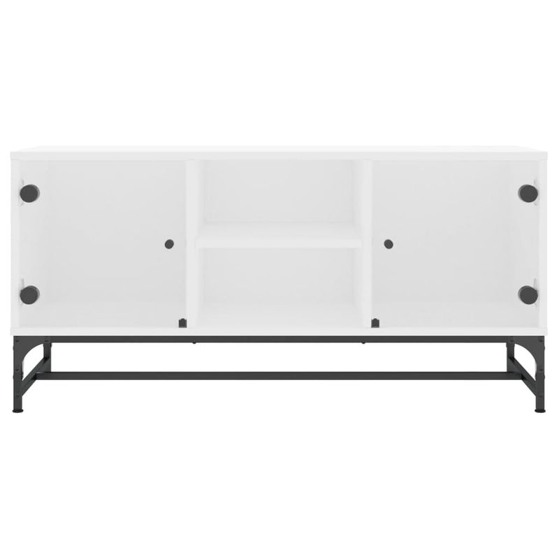 TV-Schrank Mit Glastüren Weiß 102x37x50 Cm_voghion.com