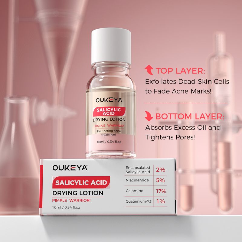 Siero Doppio Acido Acne Polvere Acqua Acido Salicilico Schiarisce Pelle Acne Segni Acneici Viso Pelle di Gambero Estate Acne Polvere Acqua_voghion.com