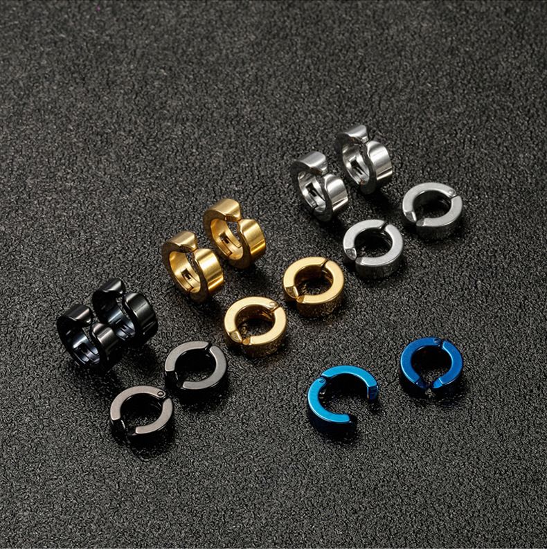 Stud Earrings Hip Hop Punk Stainless Steel Ear Clips For Men Without Pierced Ears, Fashionable Style, Personalized Clip On Earrings_voghion.com