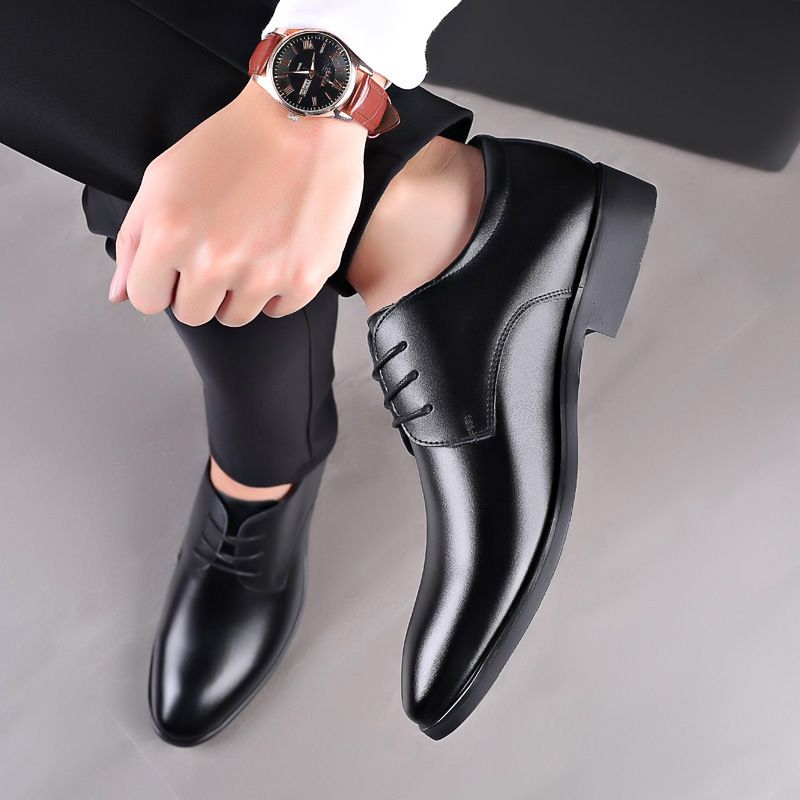 New Comfortable Lightweight Trendy British Style Leather Casual Business Commuting Versatile Men's Shoes_voghion.com
