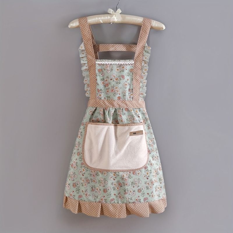 2pcs Canvas For Women Kitchen Cooking Breathable Wear Apron Home Accessories_voghion.com