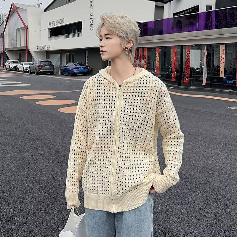 Herbst Winter Neue Aushöhlen Langarm Strickjacke Jacke Für Männer Und Frauen Mit Kapuze Design Trendy Marke_voghion.com