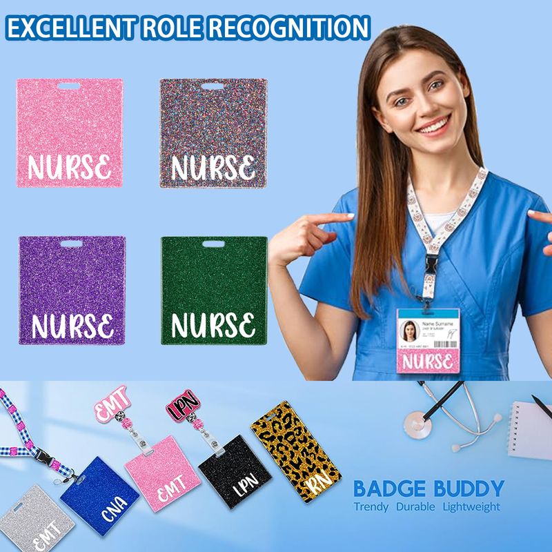 Rechizite de birou Acrilic cu sclipici Insigna de medic și asistentă ID Etichetă de recunoaștere a numelui Insigna spitalului Certificat de muncă_voghion.com