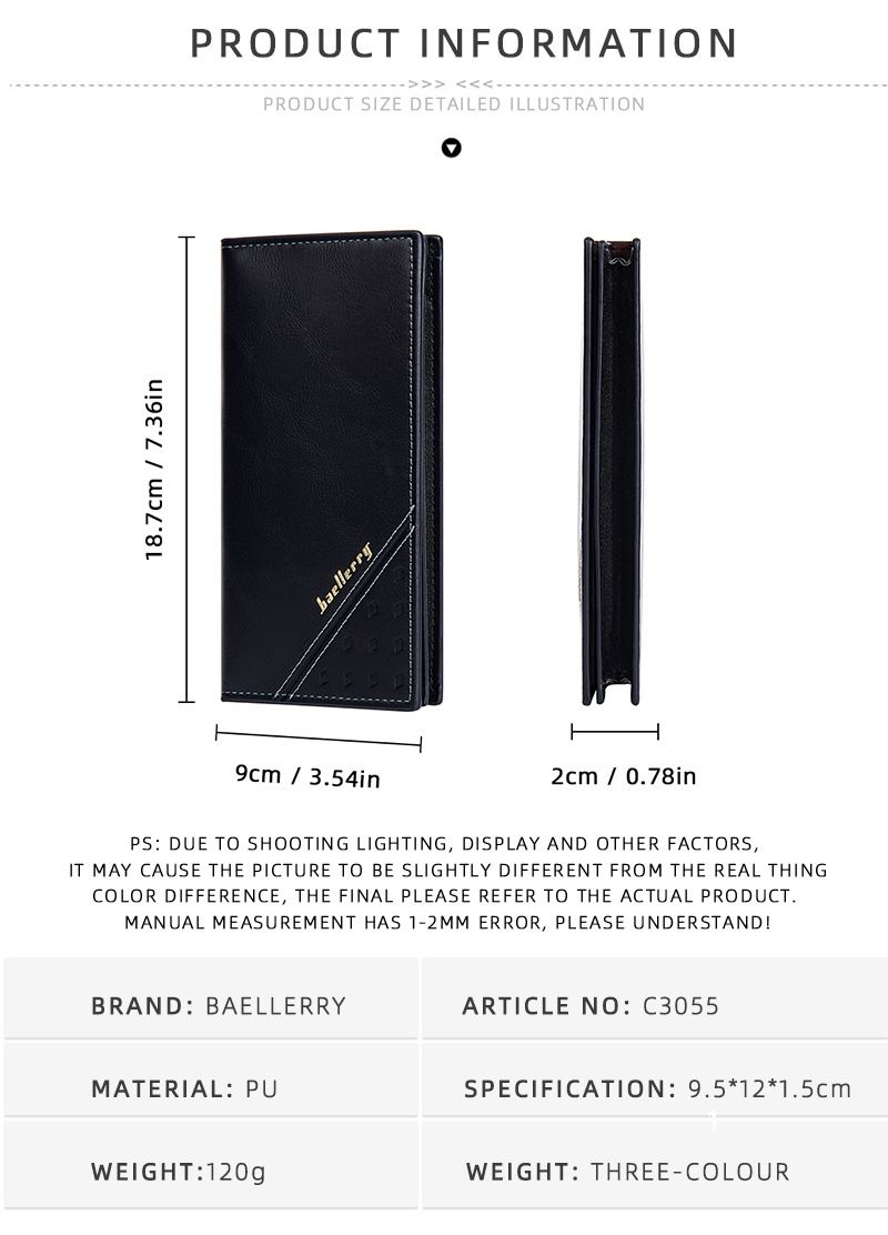 BAELLERRY New Men's Long Wallet European And American Business Style Multiple Card Slots RFID Theft Protection Made With Soft Leather Material_voghion.com
