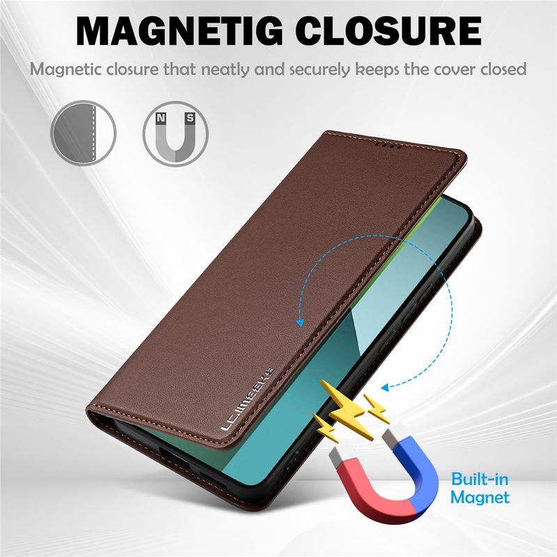 Lyxigt läderplånboksfodral för Xiaomi Redmi Note 14 Pro Plus 5G Magnetic Flip Mobiltelefon Skyddsfodral_voghion.com