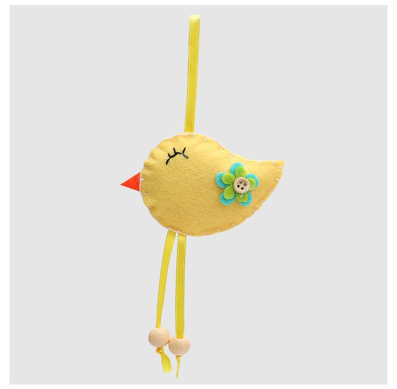 Easter Bird Cloth Ornament - 9x19cm Spring Decoration In White/Pink, Handcrafted Festive Hanging Decor_voghion.com