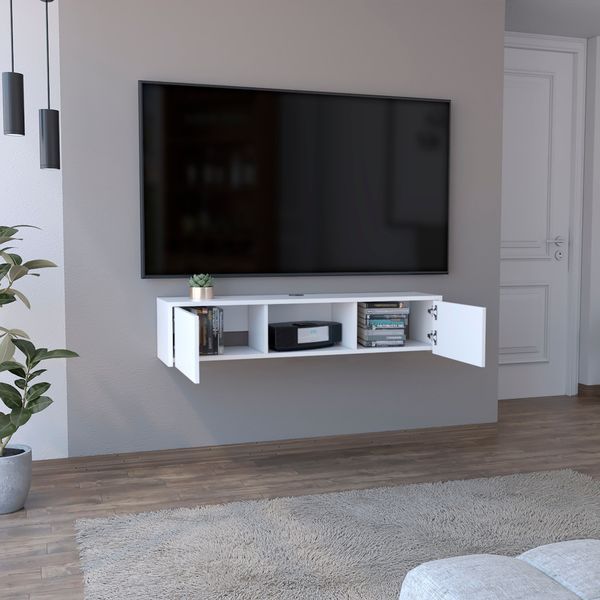 Adel Floating TV Stand, Sleek Wall-Mounted Console With Two-Doors_voghion.com