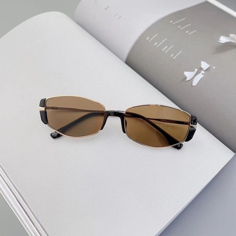 Retro Modern High-end Brown Narrow Frame Small Brown Glasses Women's Round Face Thin Cat Eye Sunglasses_voghion.com