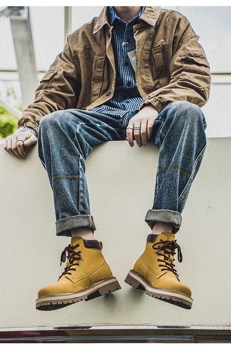 Rhubarb Boots Men's Thick-soled Heightening Desert Martin Boots High-top Men's Boots Functional Wind_voghion.com