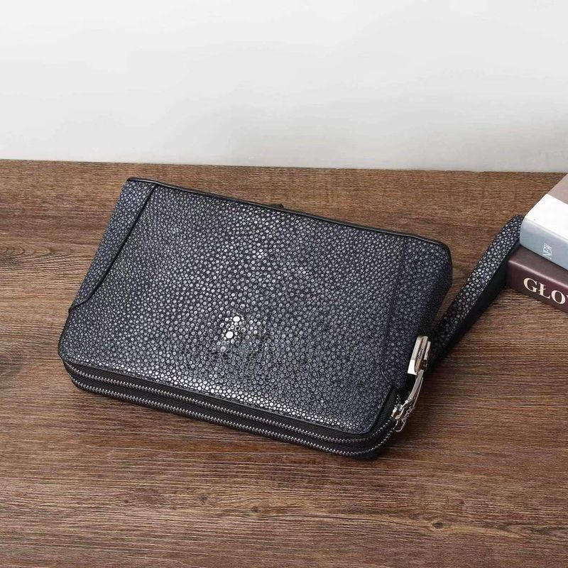 2025 New Pearl Fish Pattern Clutch Fashion Password Lock Large Capacity Versatile Men's Leather Wallet_voghion.com
