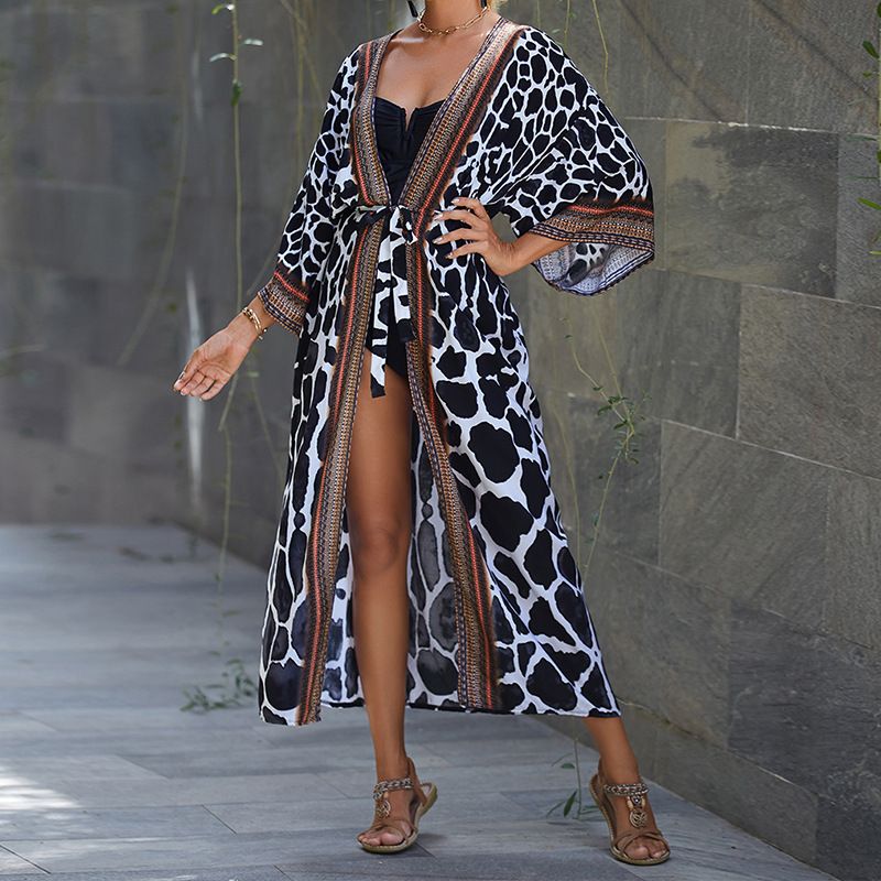 Strand-Kimono aus weicher Baumwolle für Damen – Leichter Sonnenschutz-Bademode-Überwurf für Urlaub, Pool, Bikini und Resort_voghion.com