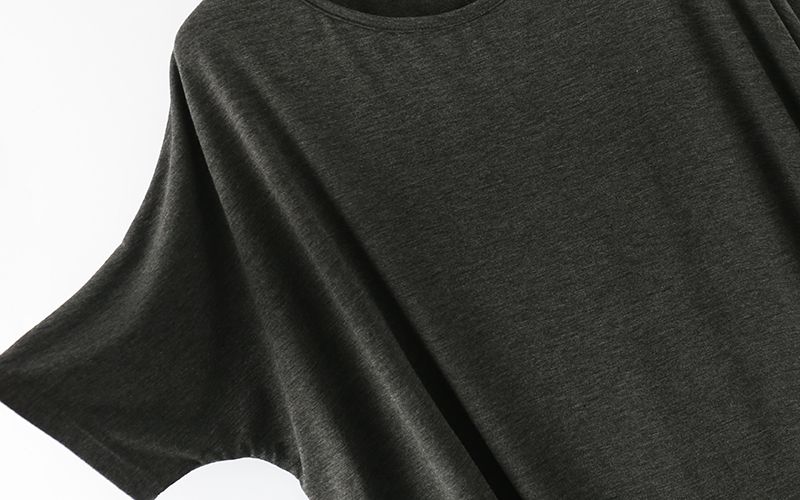 Vente chaude manches chauve-souris irrégulières été modal t-shirt col rond t-shirts décontractés amples grande taille t-shirts de base_voghion.com