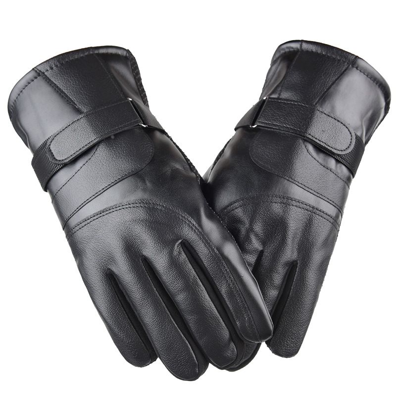 Guanti da uomo invernali touch screen guanti in pelle caldi e freddi più velluto spesso cotone guanti da equitazione all'aperto batteria veicolo guanti_voghion.com