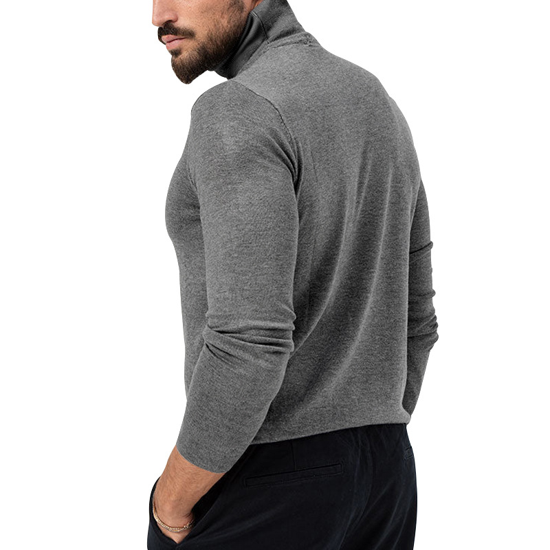 Hochelastischer Rollkragenpullover aus gestricktem Kaschmir für Herren mit dicker, warmer Unterwolle_voghion.com