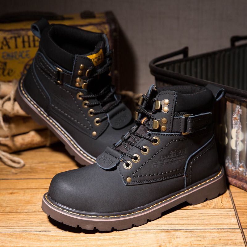2023 New Men Leather High Top Fashion Winter Warm Snow shoes Ankle Boots Couple Unisex boots Women_voghion.com