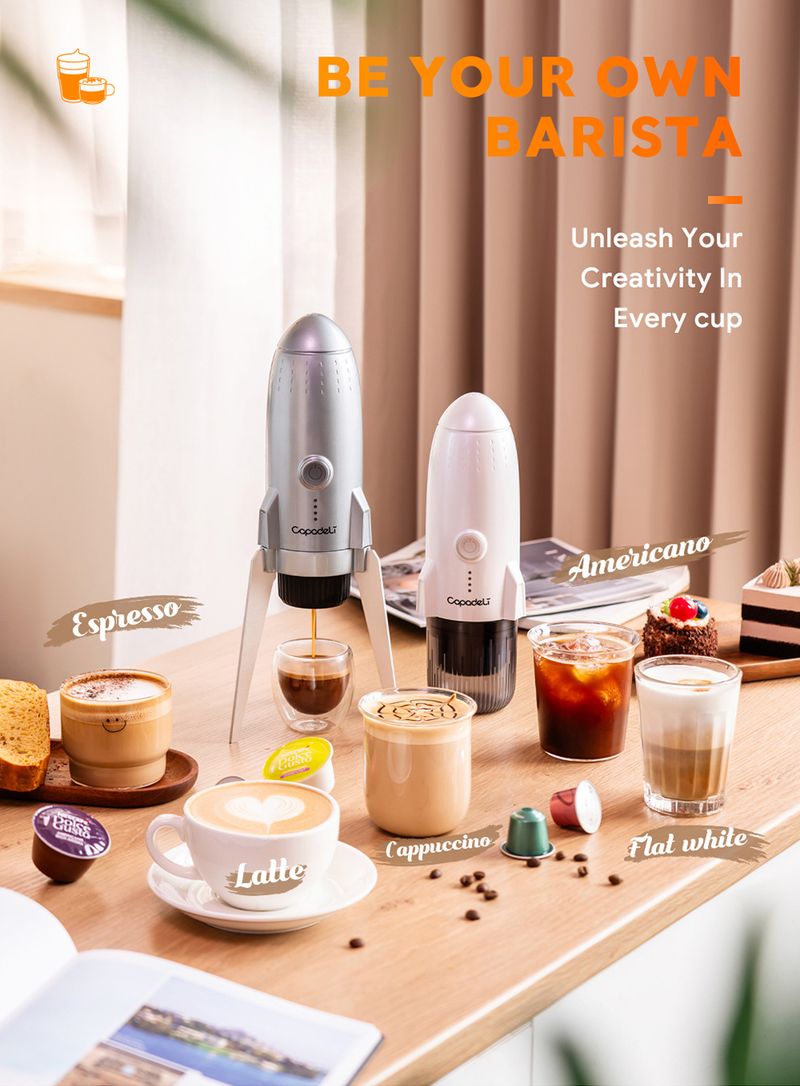 Nuova macchina da caffè modellabile Rocket Edition, riscaldamento wireless, macchina da caffè portatile 3 in 1 multifunzionale a capsule, macchina da caffè italiana_voghion.com