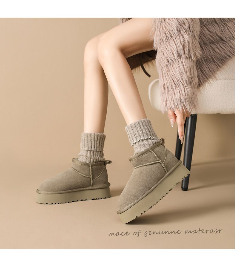 Damenschuhe Schneestiefel Winter Pelz Eins Mit Wolle Verdickung Warm Erhöhen Brot Baumwolle Schuhe_voghion.com