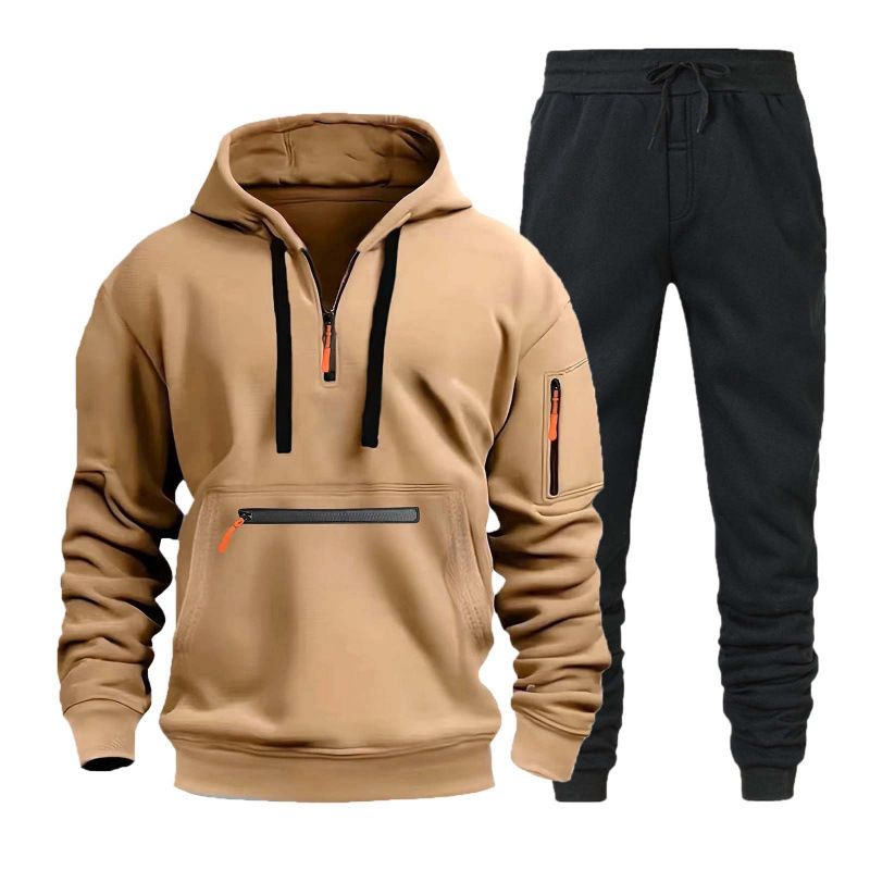 Herren-Kapuzenpullover mit Reißverschluss und mehreren Taschen – Fleece-gefüttertes Pullover-Sweatshirt für Freizeit- und Sportbekleidung_voghion.com