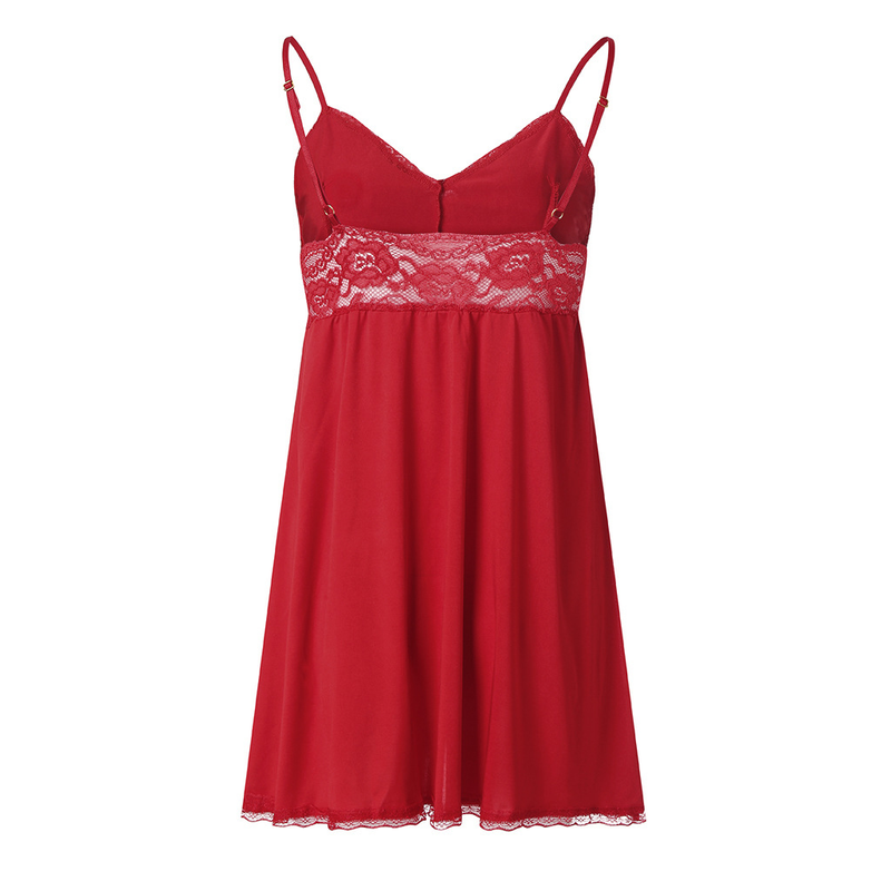 set di pigiami trasparenti da donna in lingerie sexy di pizzo, camicia da notte e gonna con reggicalze di grandi dimensioni_voghion.com