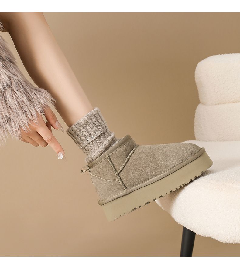 Damenschuhe Schneestiefel Winter Pelz Eins Mit Wolle Verdickung Warm Erhöhen Brot Baumwolle Schuhe_voghion.com