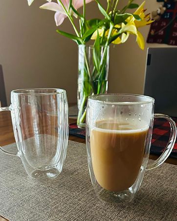Aurzen 2 Pack Double Walled Glass Mugs With Handles, Large Insulated Layer Coffee Cups, 12oz Clear Borosilicate Mugs,_voghion.com