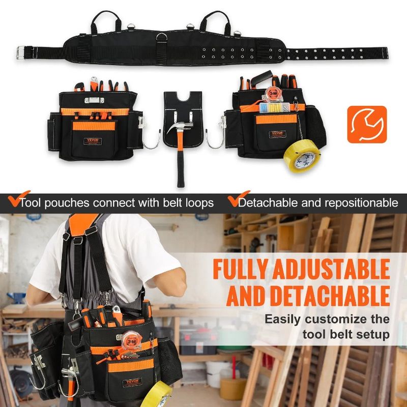 Suspenders Tool Size Adjustable Polyester Tool Waist With Belt 29 Men 29-54 600D Carpenter Pockets Belts For Duty Heavy Inches_voghion.com
