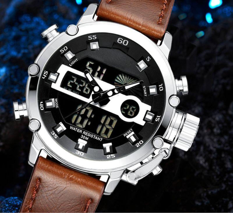 Orologi sportivi analogici militari LED con quadrante grande, orologio da polso da uomo impermeabile, cronometro digitale, sveglia e calendario_voghion.com