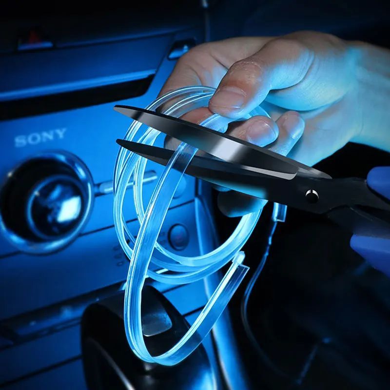 Luce interna flessibile al neon LED USB per auto con filo elettrico_voghion.com