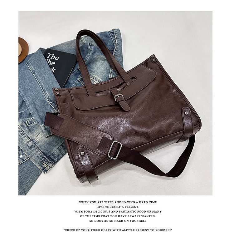 Professional Men's Leather Briefcase – Large Capacity Business Laptop Bag For Work, Commute & Travel – Stylish & Durable PU Material_voghion.com