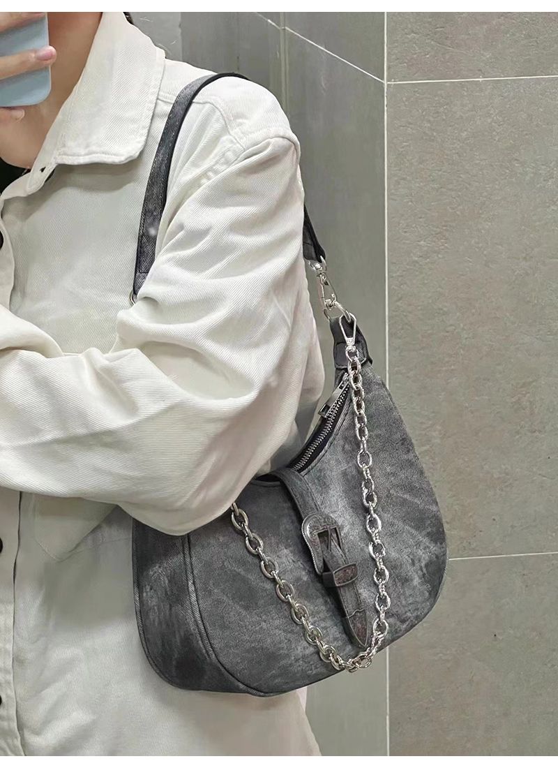 Summer Women's 2024 Feeling Moon New Single Shoulder Canvas Underarm Chain Strap Crossbody Bag_voghion.com