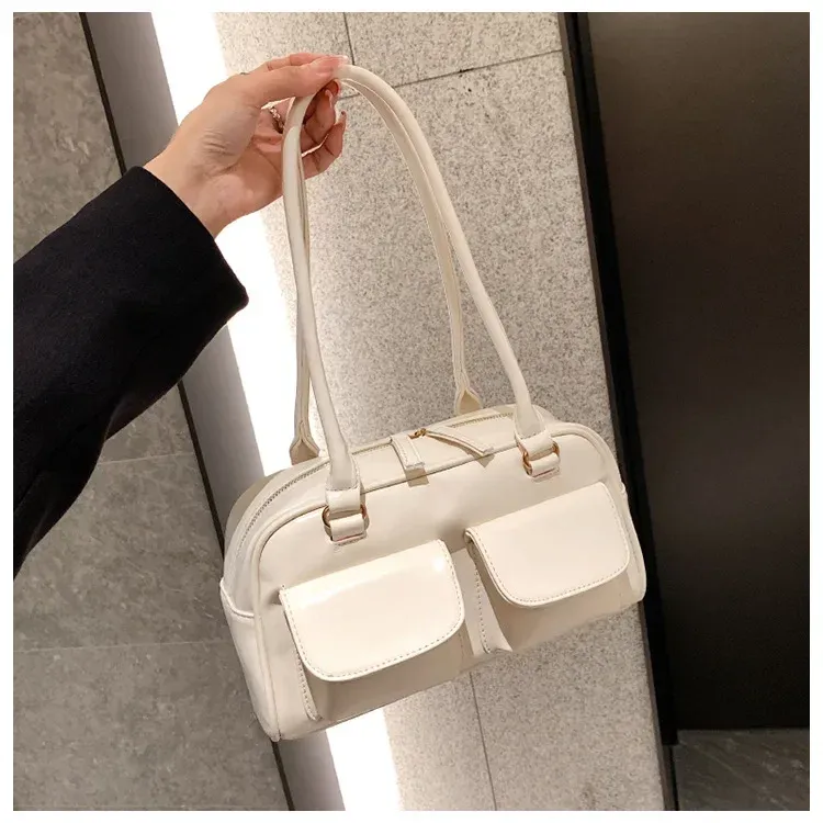 Borsa a tracolla da donna rossa retrò, in pelle verniciata, multitasche, da donna, a tracolla, sottobraccio, tote bag_voghion.com