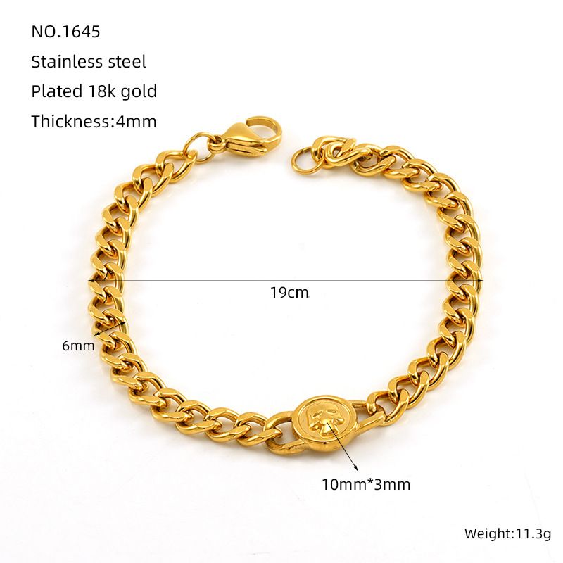 Titanstahlarmband für Männer und Frauen, Nischendesign, Modetrend, kubanischer Kettenankerschmuck_voghion.com
