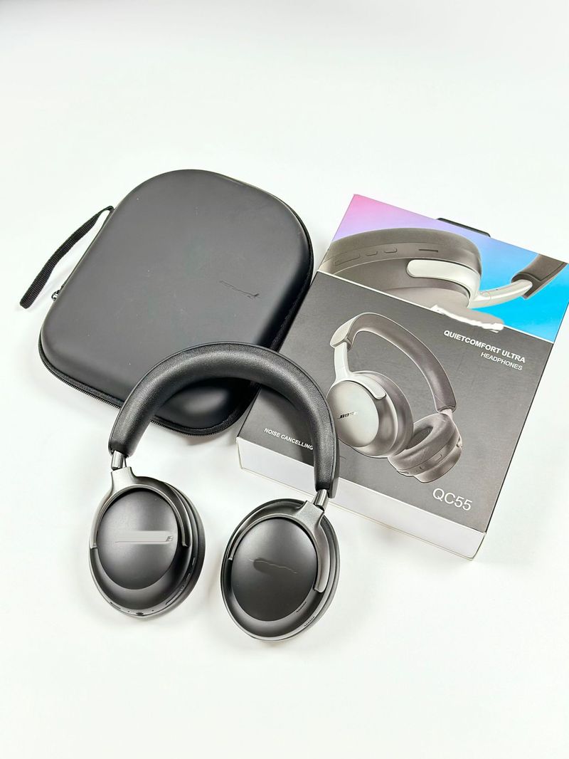 Nieuwe QC55 ULTRA Bluetooth 3D stereo hoofdtelefoon met katoenen band en leren tas QC65 draadloze oordopjes met ruisonderdrukking_voghion.com