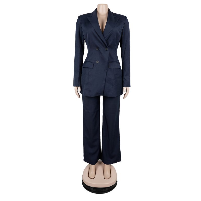 Elegantes Büroanzug-Set für Damen – Slim-Fit-Blazer und Hose mit hoher Taille für den beruflichen Weg zur Arbeit (Marineblau, Weinrot, Blaugrün)_voghion.com