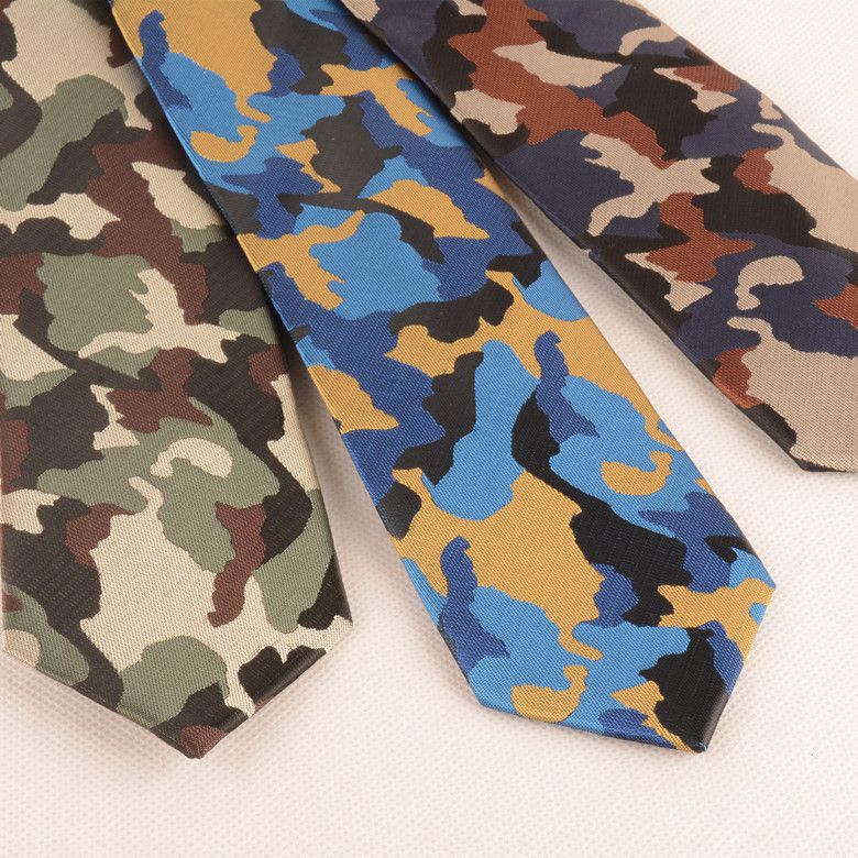Cravate fine, élégante et tendance pour homme, 6 cm, bleu foncé camouflage, vente en gros_voghion.com