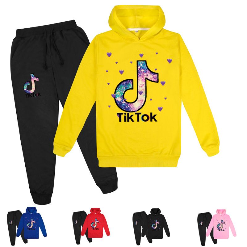 Conjunto de sudadera y pantalón deportivo Tikto para niños y niñas Y129_voghion.com