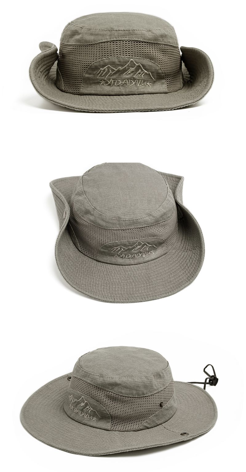 Fashion Men Summer Bucket Hat For Outdoor UV Protection Cotton Mesh Cap Panama Jungle Fisherman Hiking Travel Beach With_voghion.com