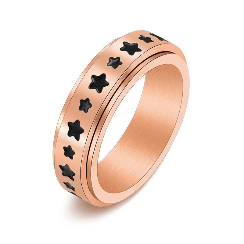 Gioielli da uomo e da donna, semplici anelli in acciaio inossidabile con stella a cinque punte, stile freddo e decompressione_voghion.com