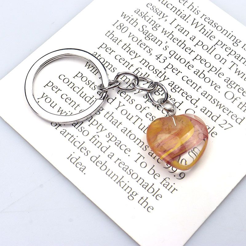 Natürlicher Kristall-Achat-Synthesestein, Liebes-Schlüsselanhänger, herzförmiger Anhänger, DIY-Geschenkbox, Schmuckzubehör_voghion.com