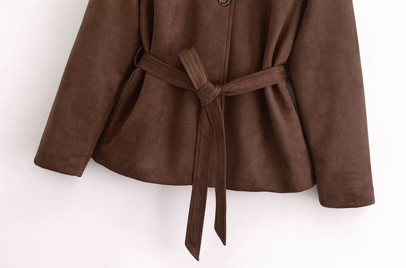 TRZA-Damen-Wildlederimitat-Lockere Jacke, Langarmmantel, Knopfleiste vorne, Damenoberbekleidung, schicke Oberteile, Mode_voghion.com