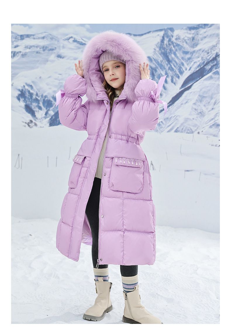 Casaco de algodão grosso para crianças, roupas para bebês e meninas, gola longa de pele, estiloso para inverno, para crianças de médio e grande porte_voghion.com