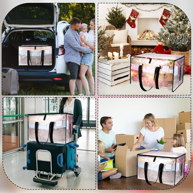 4 bolsas resistentes con tapas transparentes y cierre de cremallera para almacenamiento navideño_voghion.com