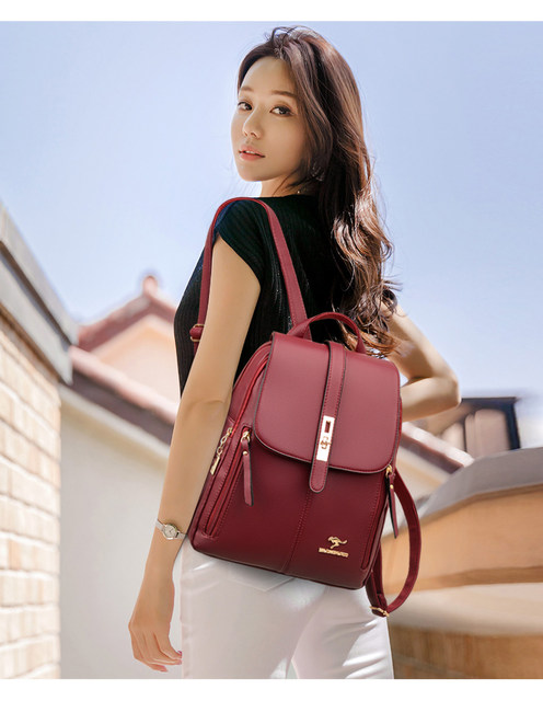 Women Large Capacity Backpack Purses High Quality Leather Female Vintage Bag School Bags Travel Bagpack Ladies Bookbag Rucksack_voghion.com
