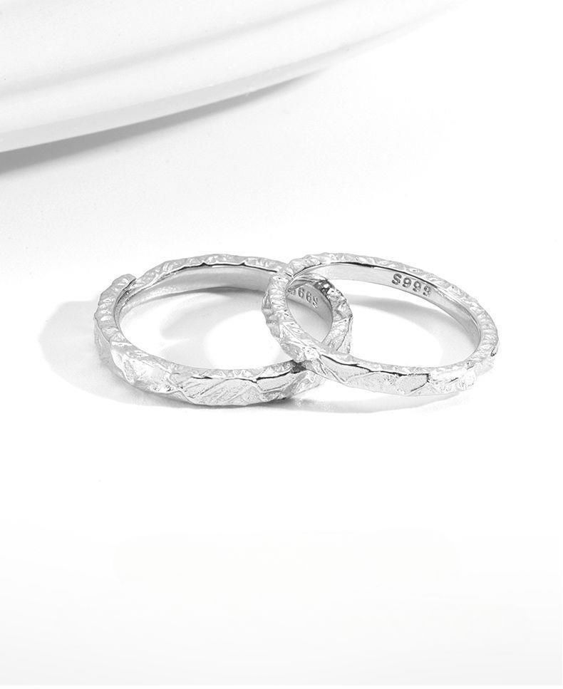 Coppia di anelli semplici in argento puro 999, con carta da zucchero, Qixi 520, regalo per fidanzato e fidanzata_voghion.com