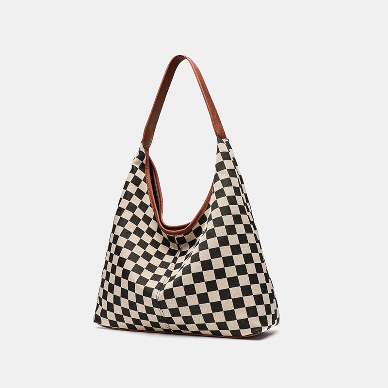 New Plaid Tote Shoulder Women's Fashion Trend Large Capacity Commuting Bag_voghion.com