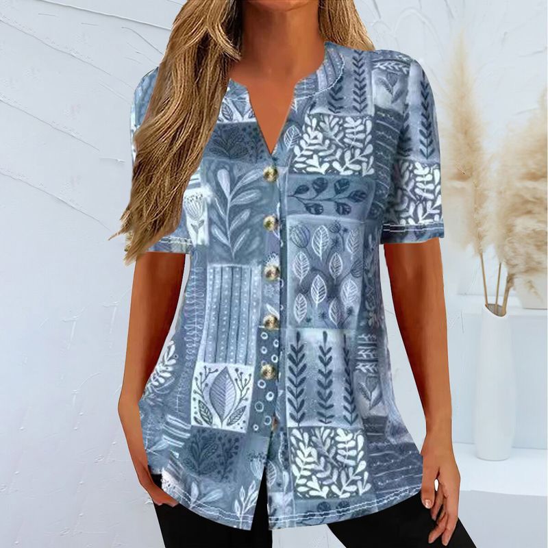T-shirt da donna a maniche corte con stampa moda cardigan da donna primavera ed estate_voghion.com