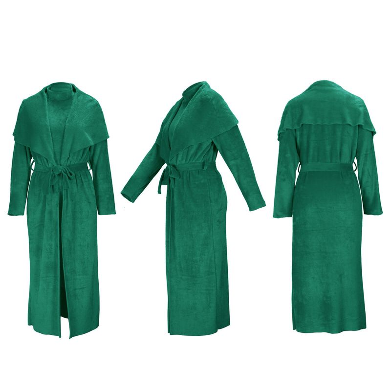 Abbigliamento donna temperamento abito e cappotto due pezzi moda transfrontaliera ampio lungo cardigan velluto completo_voghion.com