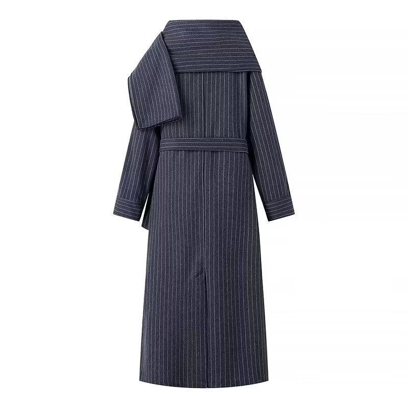 Abbigliamento donna autunno inverno 2024 nuova moda street con sciarpa, giacca a vento media lunga_voghion.com